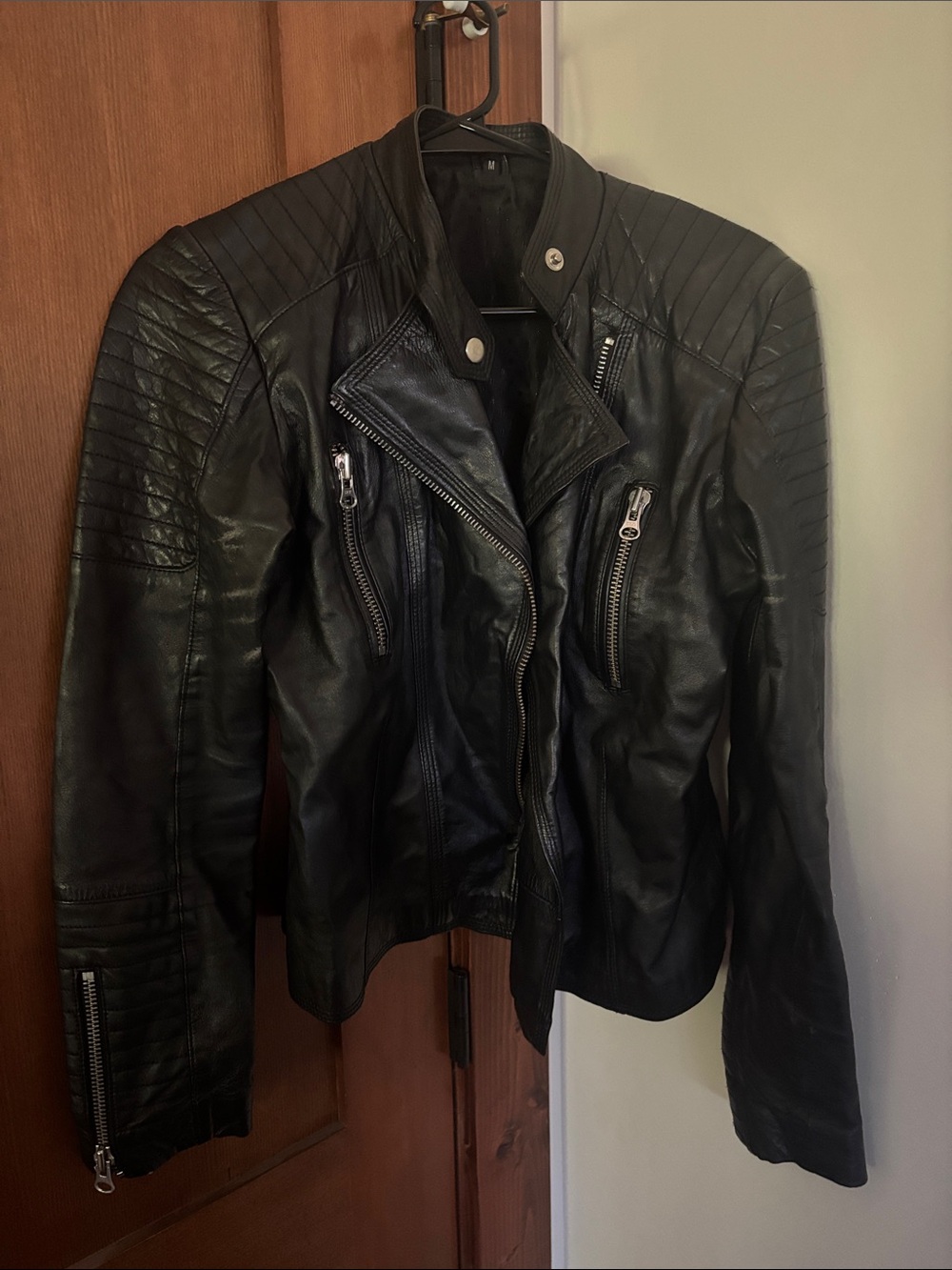 Urban Outfitters Black Quilted Leather Moto Jacket